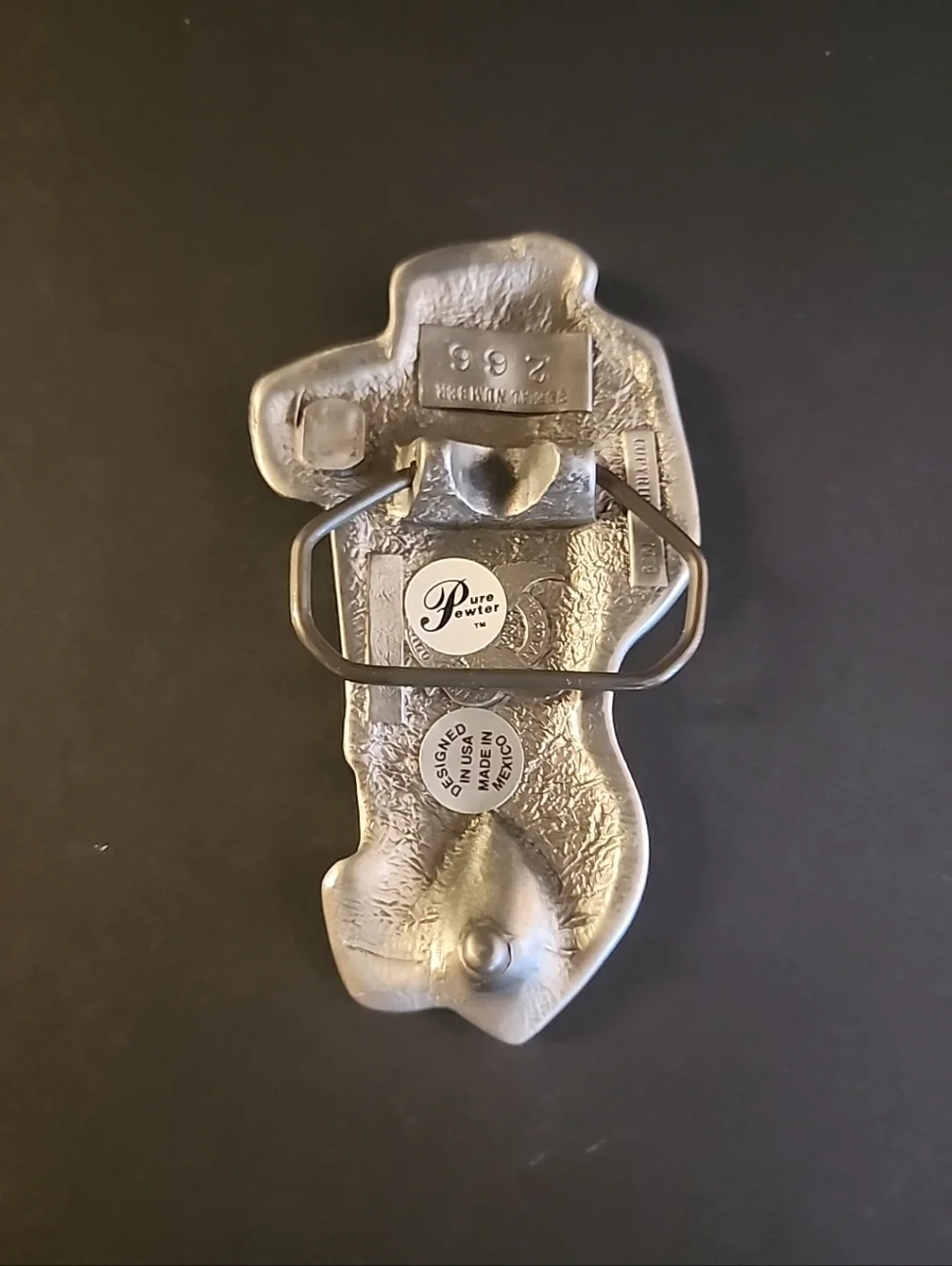 Vintage Corvette Belt Buckle, Pure Pewter, USA Design, S#266, Great Cond. 1979